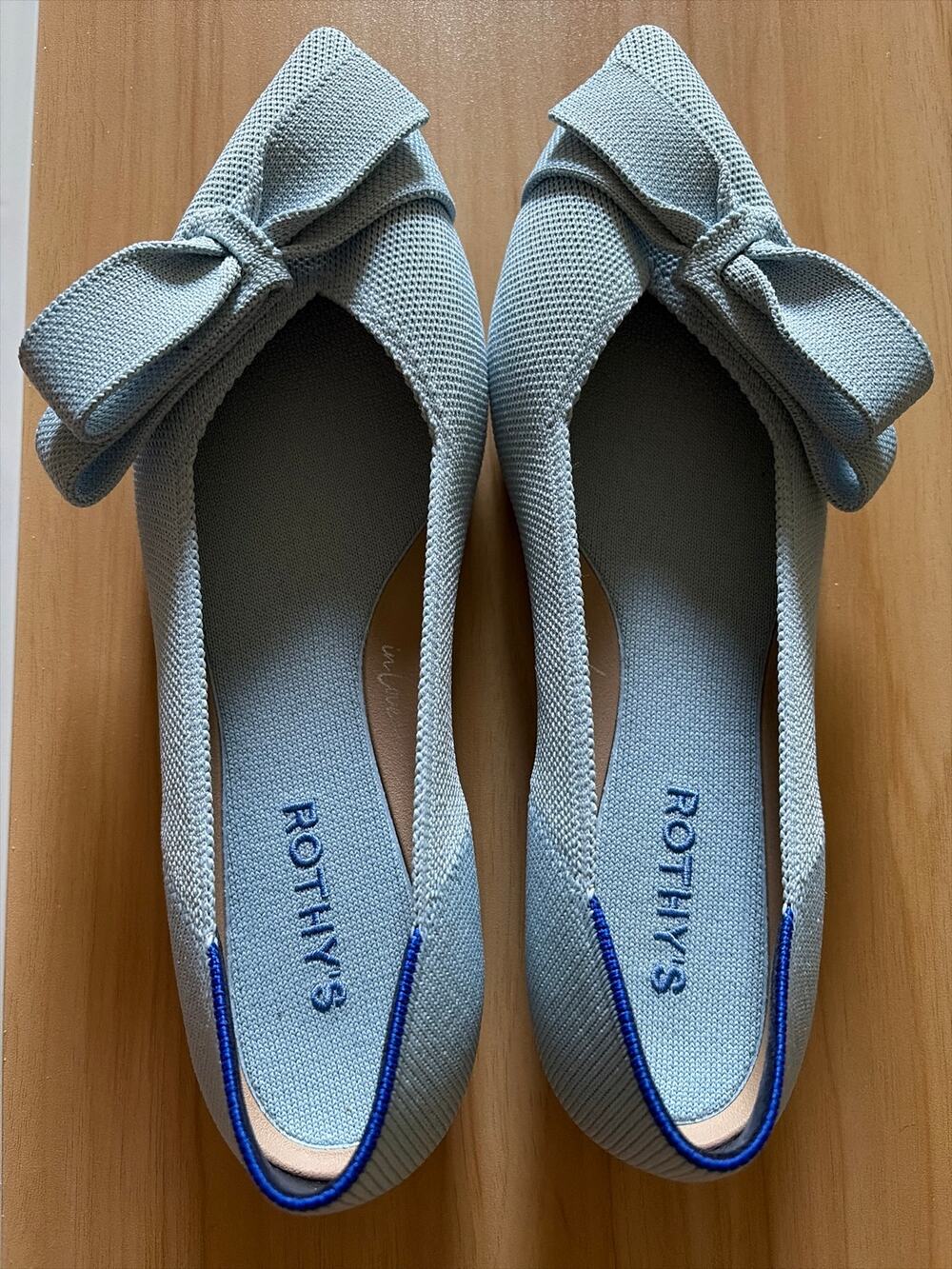 NWOT ROTHYS The Bow Point II Flats Powder Blue Size 9.5